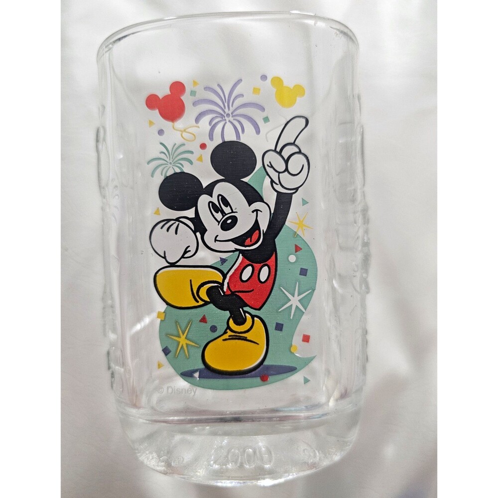 Disney Mickey Mouse 2000 Millennium Celebration Clear Glass Tumbler